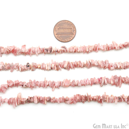 Rhodochrosite Chip Beads, 34 Inch, Natural Chip Strands, Drilled Strung Nugget Beads, 3-7mm, Polished, GemMartUSA (CHRS-70001)