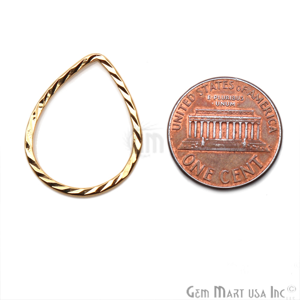 Gold Plated Pears Finding, Filigree Findings,Bracelets Pears Charm (Pick Size) - GemMartUSA