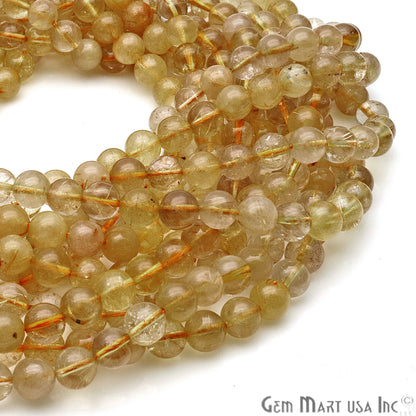 Golden Rutile 8-9mm Cabochon Rondelle Beads Strands 14Inch - GemMartUSA