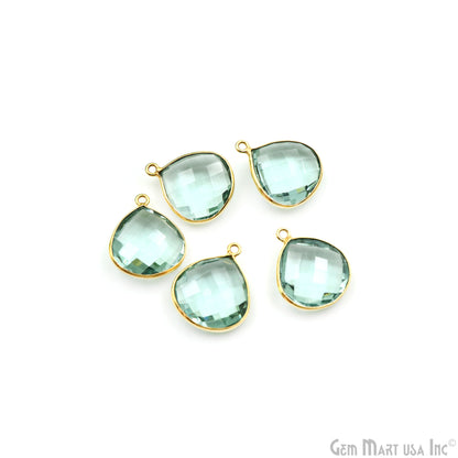 Heart 16mm Single Point Bail Gold Bezel Gemstone Connector