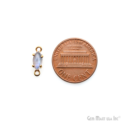 Rainbow Moonstone Cabochon Marquise Prong Gold Plated Bail Connector