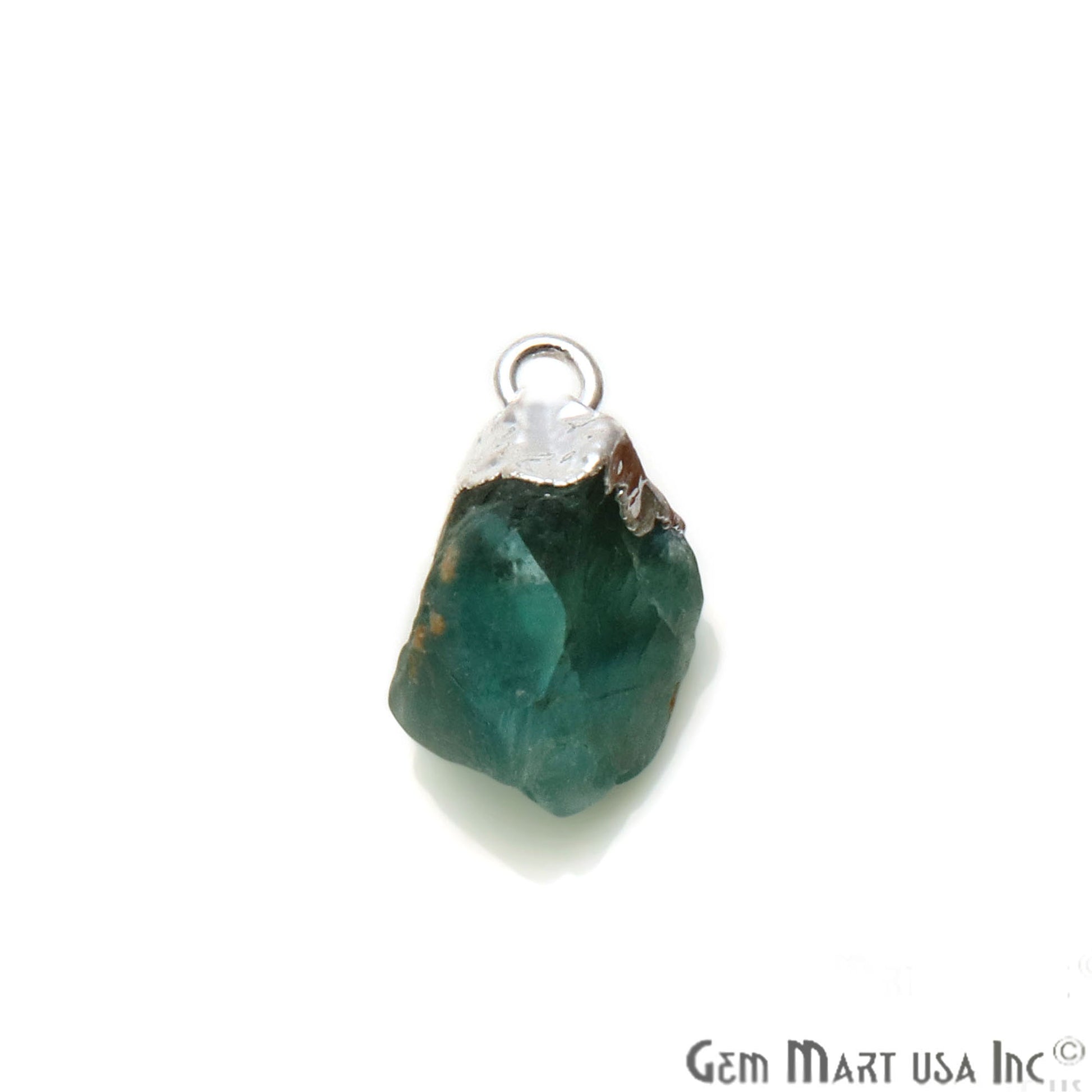 Rough Fluorite Organic 17x11mm Silver Electroplated Pendant Connector - GemMartUSA