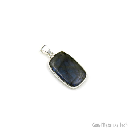 Labradorite Gemstone Rectangle 32x18mm Sterling Silver Necklace Pendant 1PC