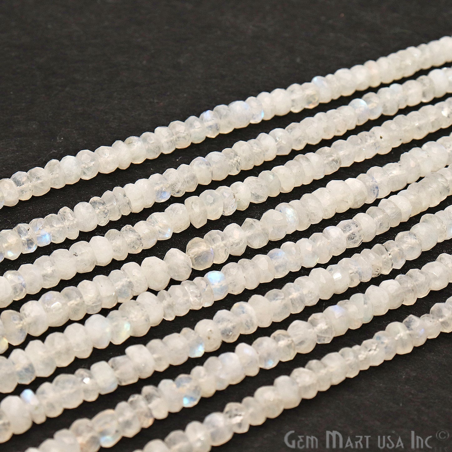 Rainbow Moonstone 5-6mm Round Rondelle Strand Beads - GemMartUSA