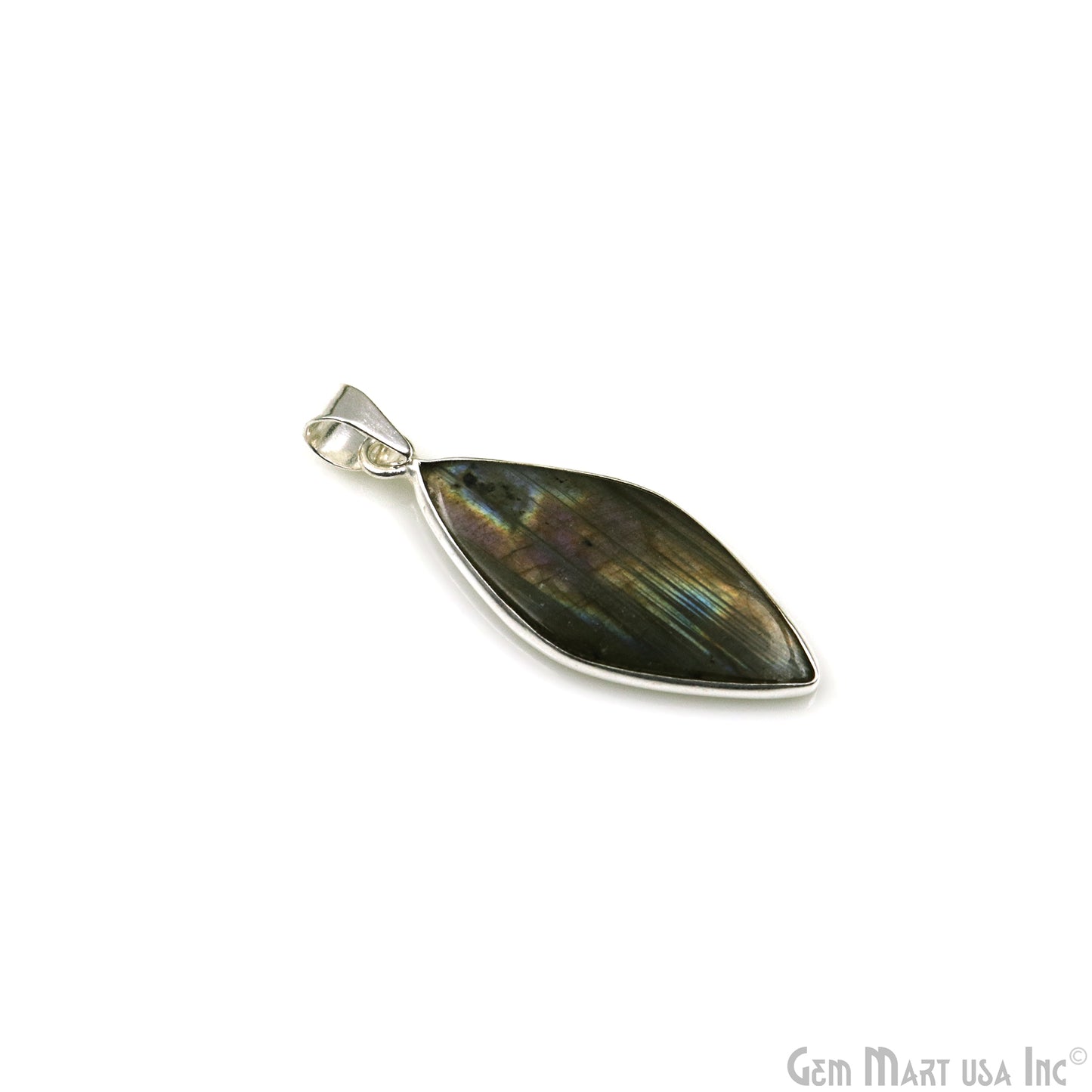 Labradorite Gemstone Marquise 41x16mm Sterling Silver Necklace Pendant 1PC