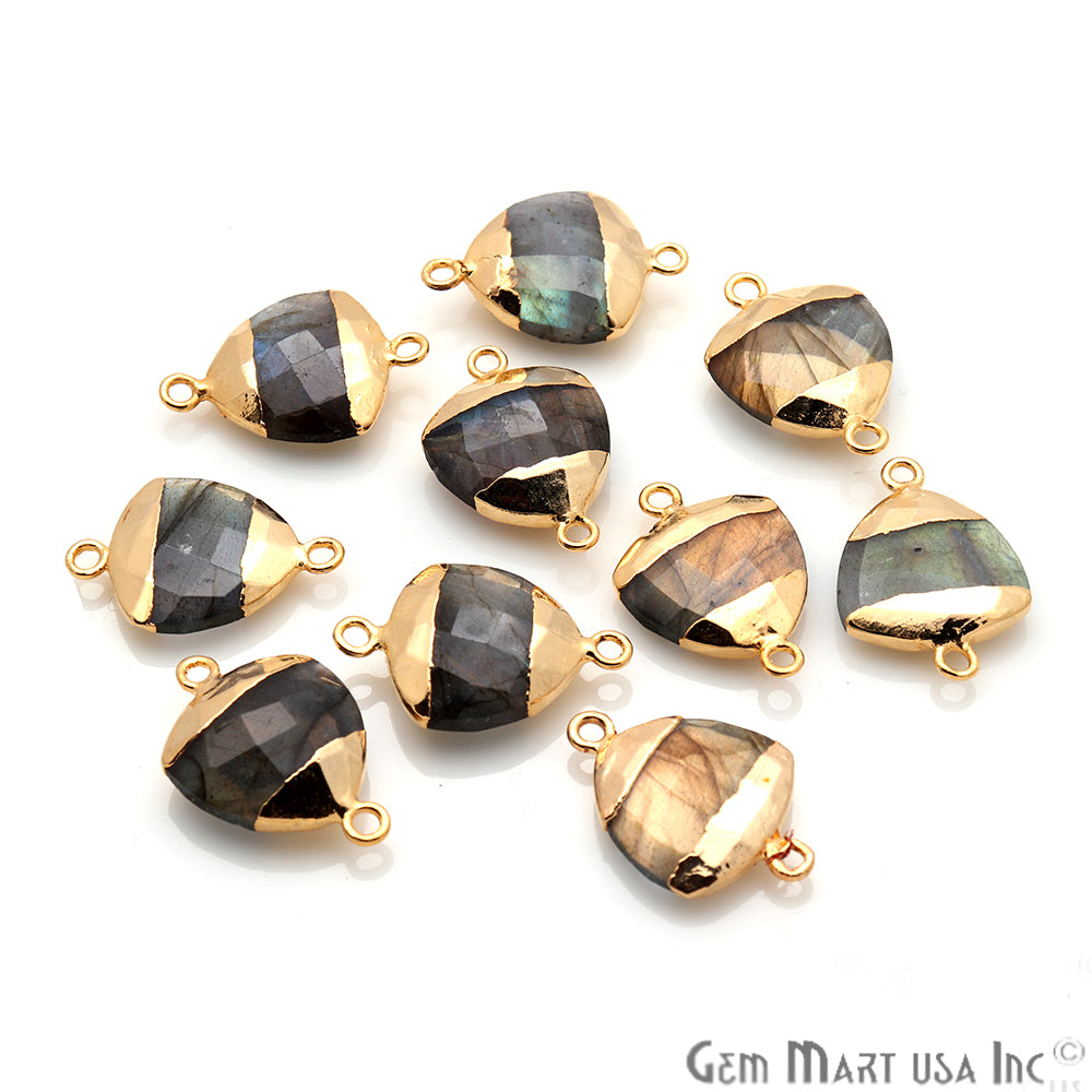 Labradorite 16mm Trillion Shape Gold Electroplated Gemstone Connector - GemMartUSA