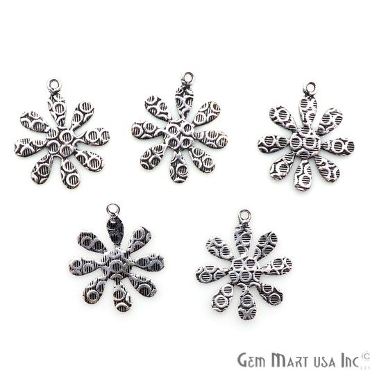 Flower Shape Oxidized 22x19mm Charm For Bracelets & Pendants - GemmartUSA