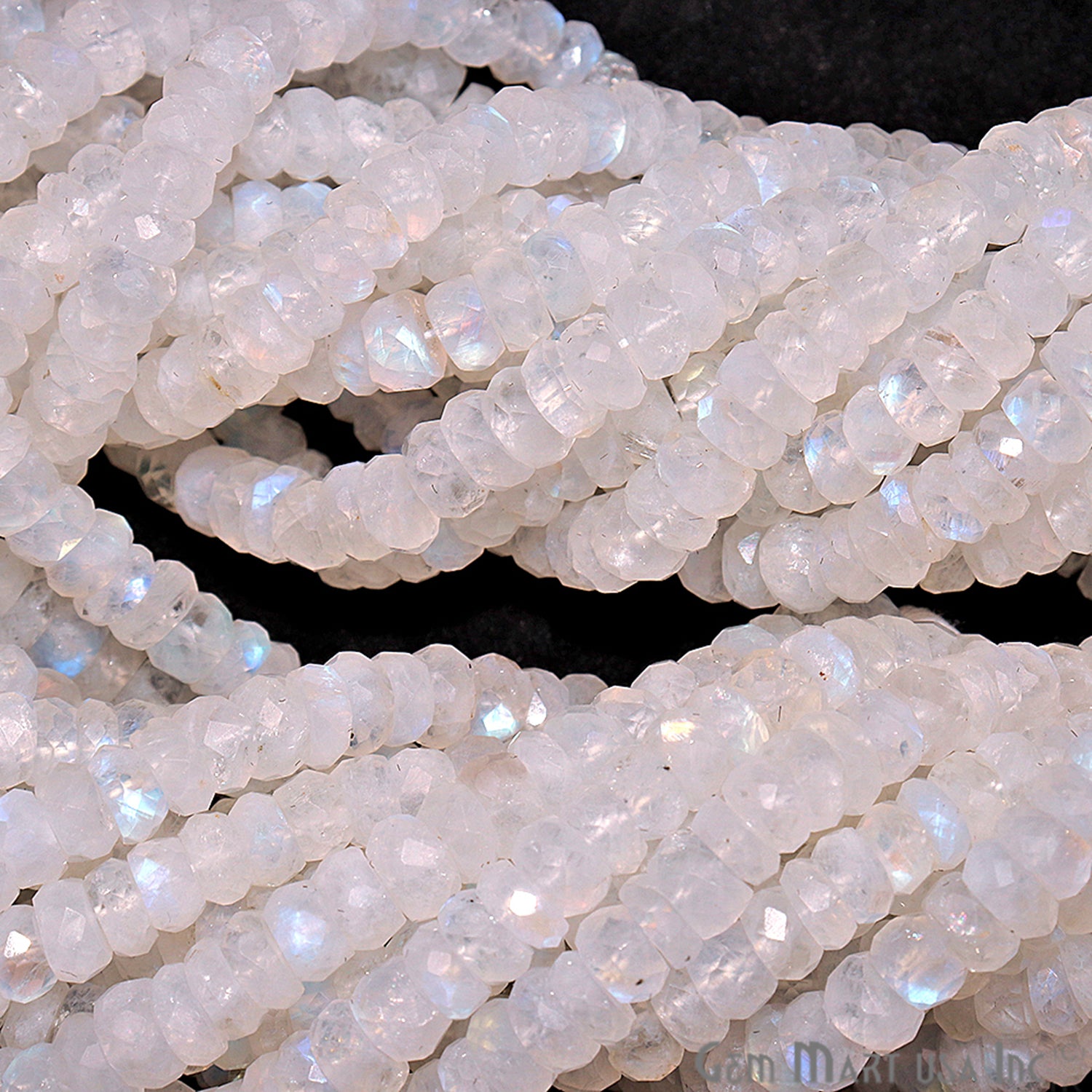 Rainbow Moonstone 5-6mm Round Rondelle Strand Beads - GemMartUSA