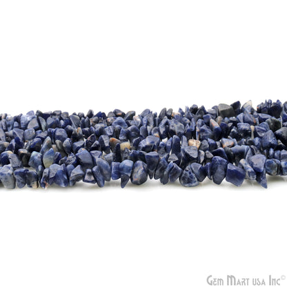 Sodalite Chip Beads, 34 Inch, Natural Chip Strands, Drilled Strung Nugget Beads, 7-10mm, Polished, GemmartUSA (CHSD-70004)
