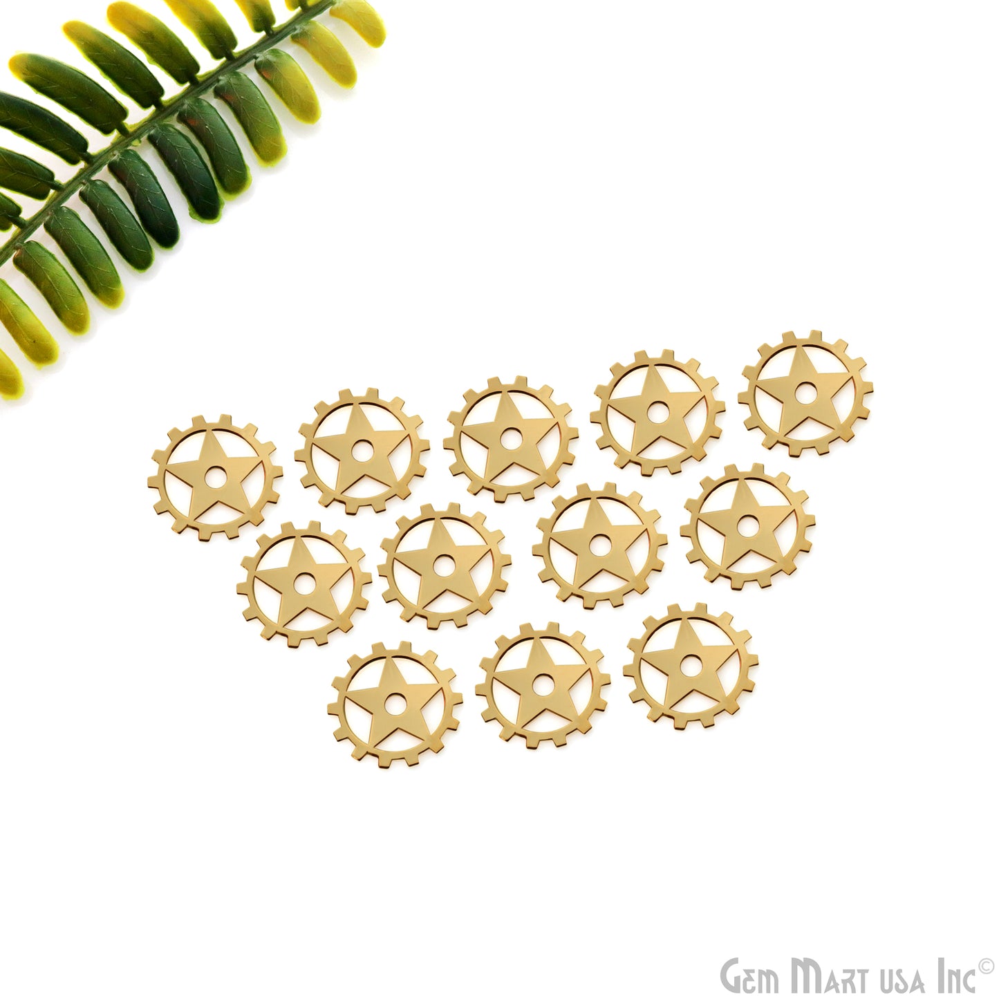 Gear Shape Gold Laser Finding 20mm Gold Plated Charm For Bracelets & Pendants