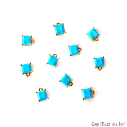 Gemstone 6mm Square Gold Plated Prong Setting Gemstone Connector