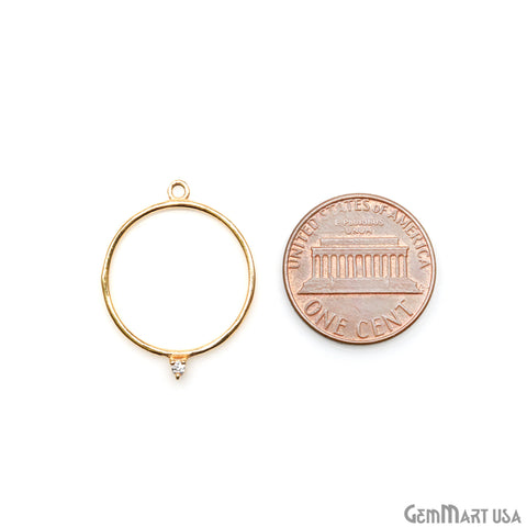 CZ Round Hoop Gold Plated 25X19mm Single Bail Finding