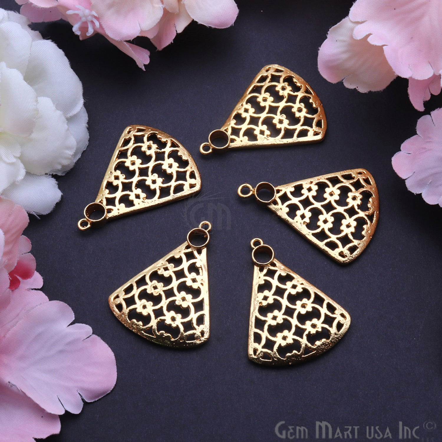 Triangular Gold Charm 36x28mm Finding Connector (Pick Your Metal) - GemMartUSA