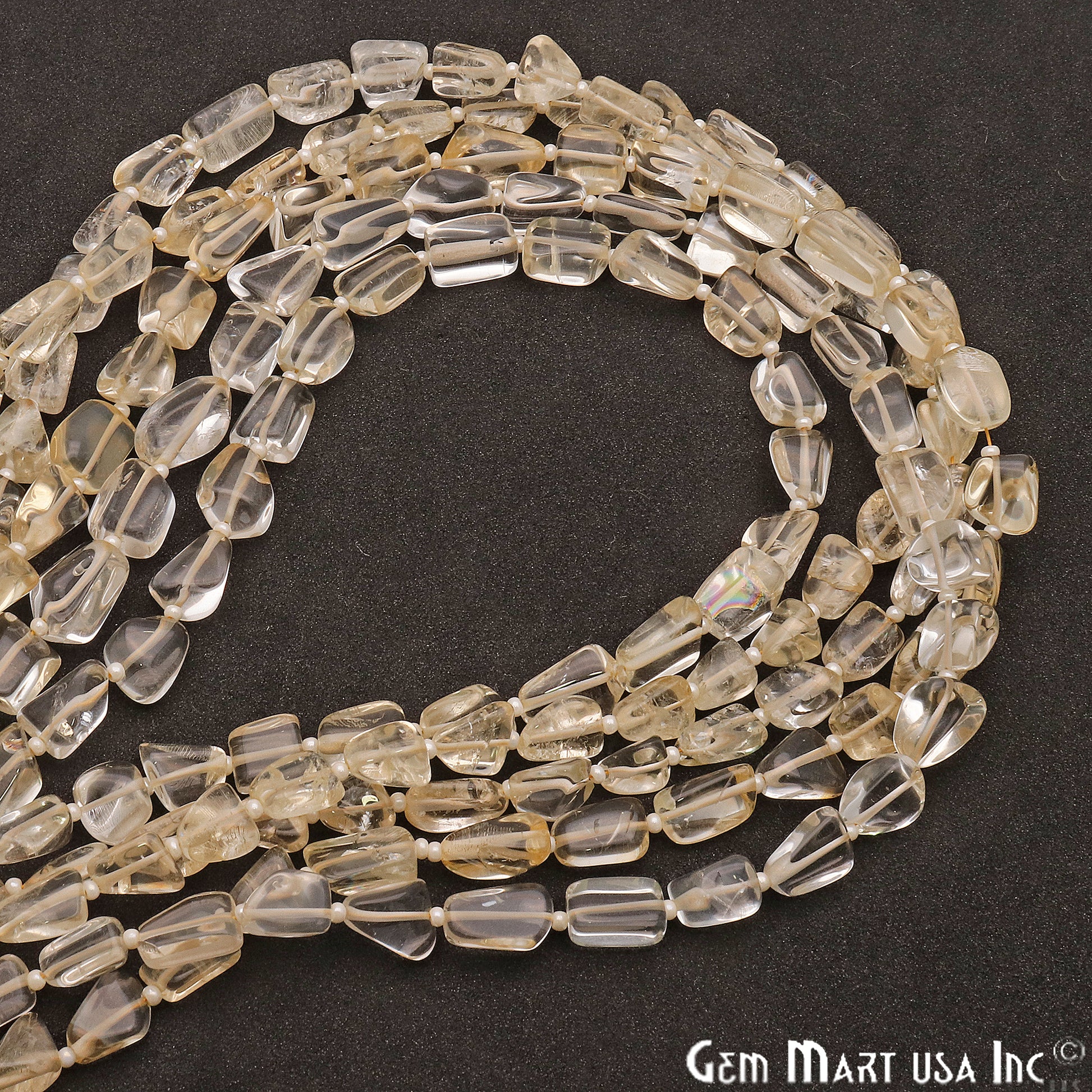 Light Citrine Free Form 9x7mm Tumble Beads Gemstone Strands - GemMartUSA