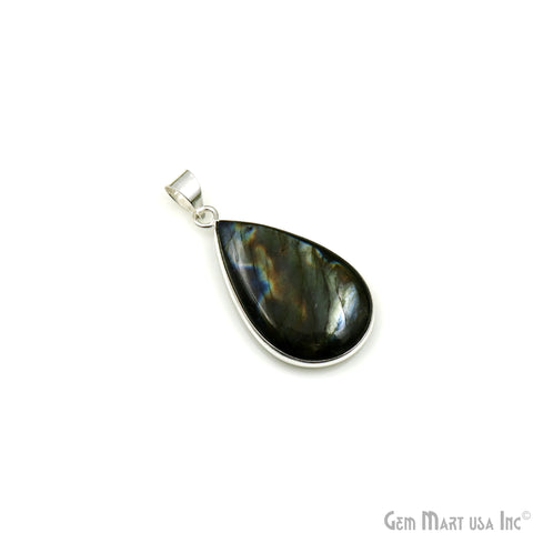 Labradorite Gemstone Pears 37x20mm Sterling Silver Necklace Pendant 1PC