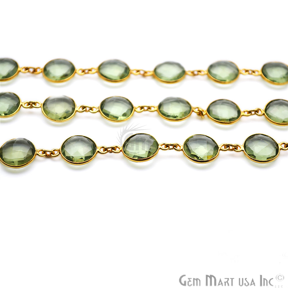 Green Amethyst 12mm Round Gold Plated Continuous Connector Chain - GemMartUSA (764270805039)
