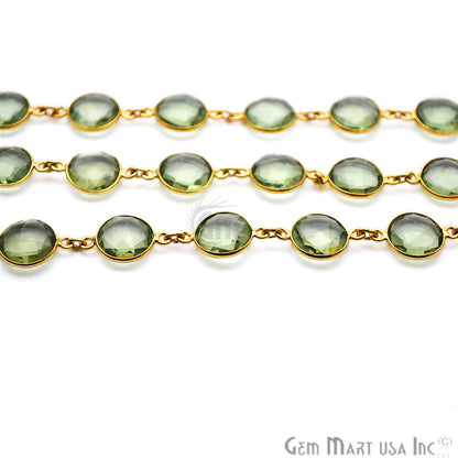 Green Amethyst 12mm Round Gold Plated Continuous Connector Chain - GemMartUSA (764270805039)