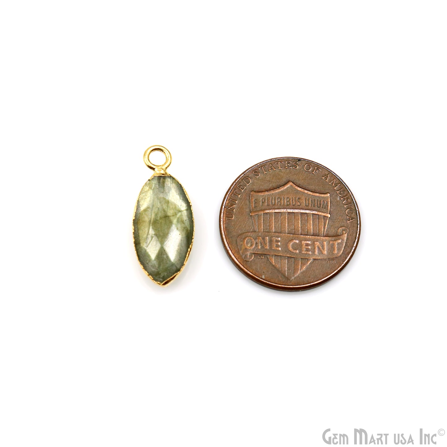 Labradorite 8x16mm Marquise Shape Gold Electroplated Gemstone Connector