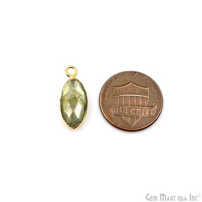 Labradorite 8x16mm Marquise Shape Gold Electroplated Gemstone Connector