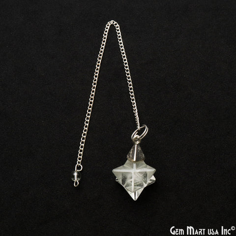 Merkaba Star 32x14mm Silver Plated Gemstone Dowsing Pendant