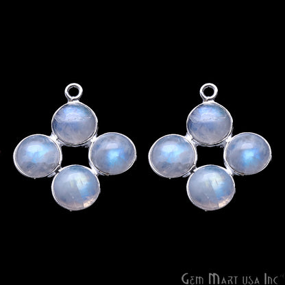 DIY Rainbow Moonstone Square 22x16mm Silver Plated Chandelier Finding Component - GemmartUSA