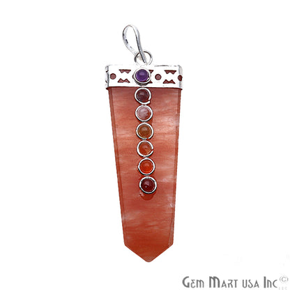 DIY 7 Chakra Healing Gemstone Silver 60x20mm Terminated Pendant (Pick Stone) - GemMartUSA