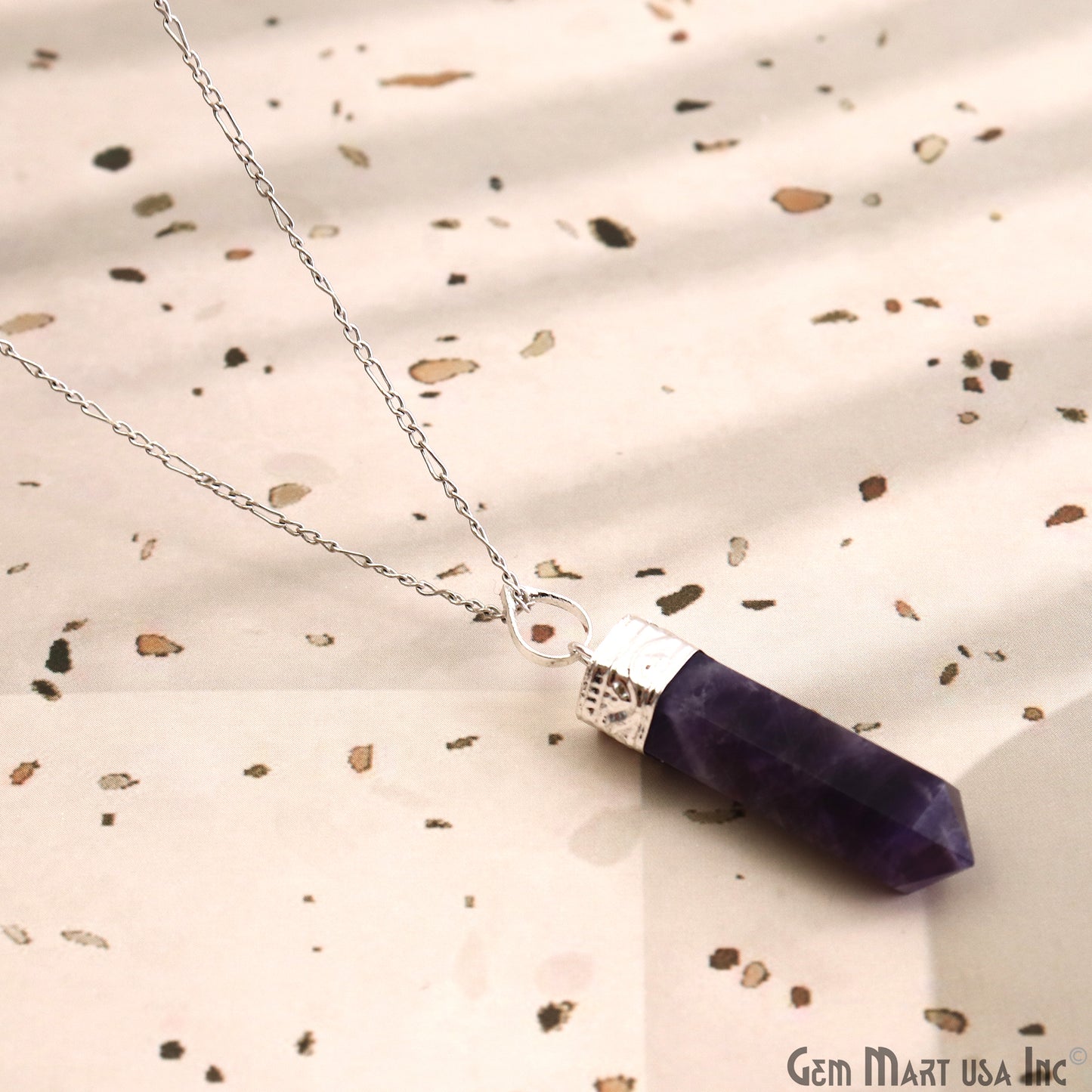 DIY Healing Gemstone 40x9mm Silver Pencil Point Ornate Pendant 1pc