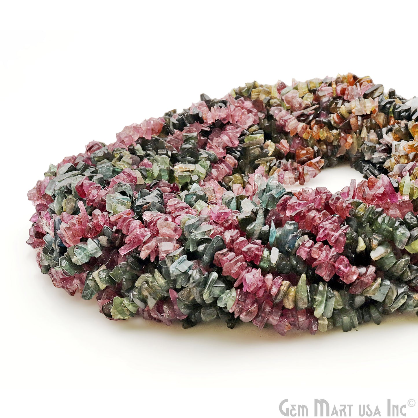 Multi Tourmaline 7-11mm Nugget Chip Beads Gemstone Strand - GemMartUSA