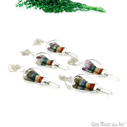 7 Chakra Angel With Pencil Meditation Tool, Crystal Pointed Merkaba Dowsing Pendulum Reiki Healing, Crystal Point