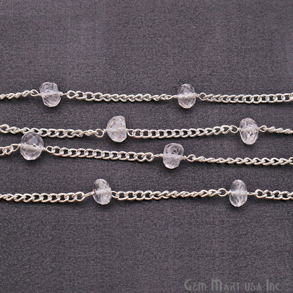 Crystal 6-7mm Silver Plated Rondelle Beads Chain