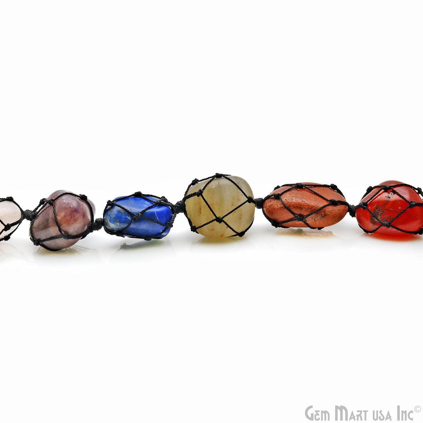 7 Chakra Of Life Healing Tumble Gemstones On A String, 27x21mm Free Form Gemstones & Round Tree Of Life Pendant 11 Inch