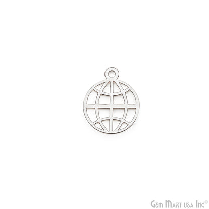 World Wide Web Logo Shape Laser Charm Silver Plated 18.8x15.3mm Finding Charm Connector