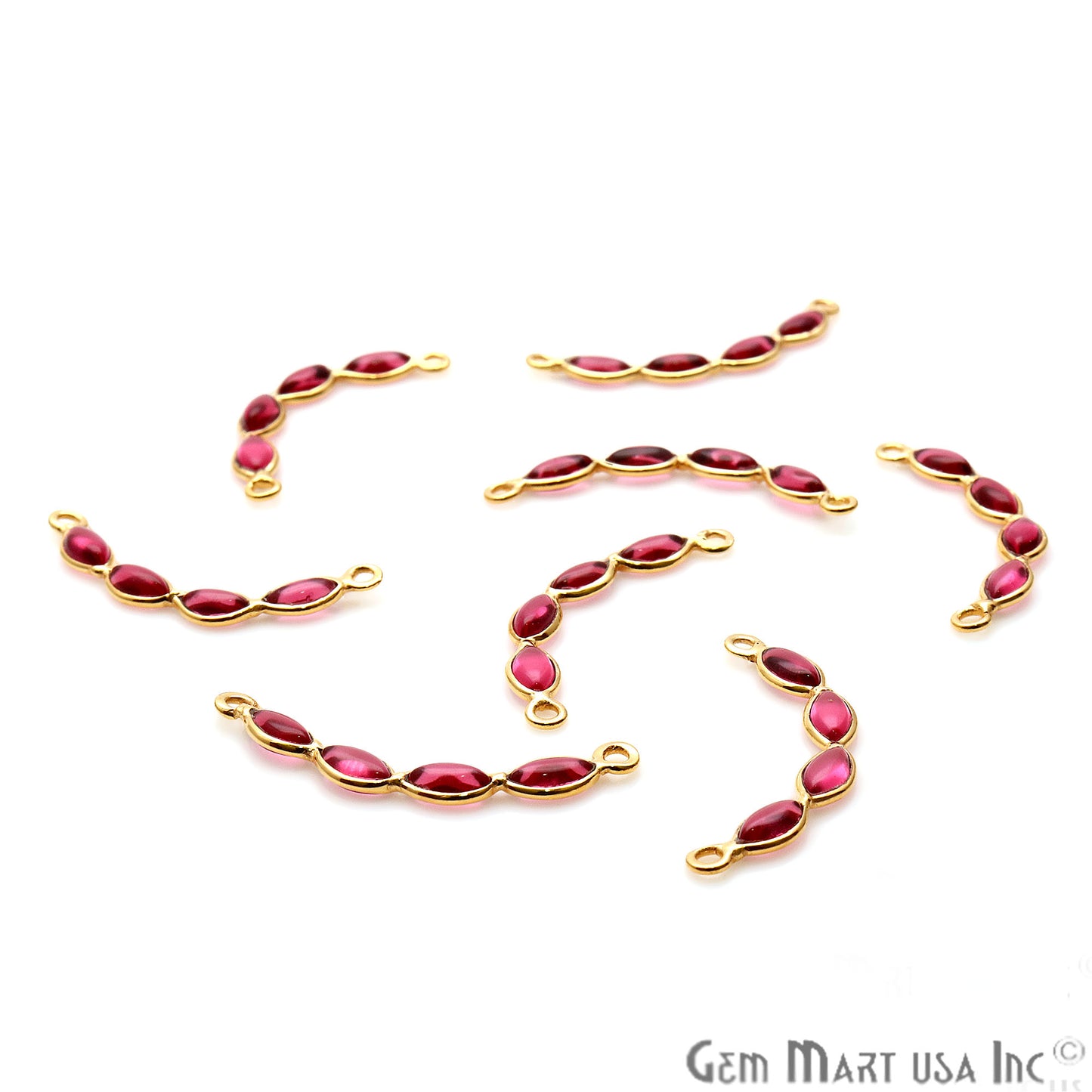 DIY Pink Tourmaline 26x4mm Gold Plated Chandelier Finding Component - GemMartUSA