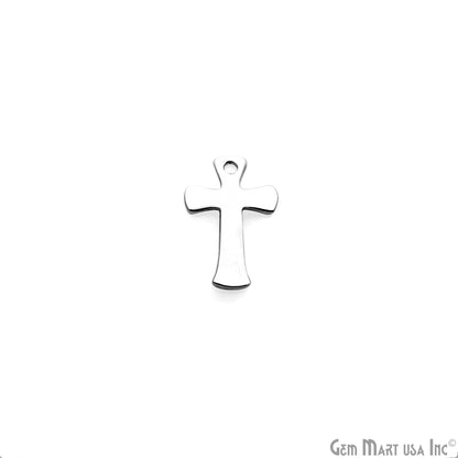 Cross Laser Finding 10x15mm Silver Plated Charm For Bracelets & Pendants