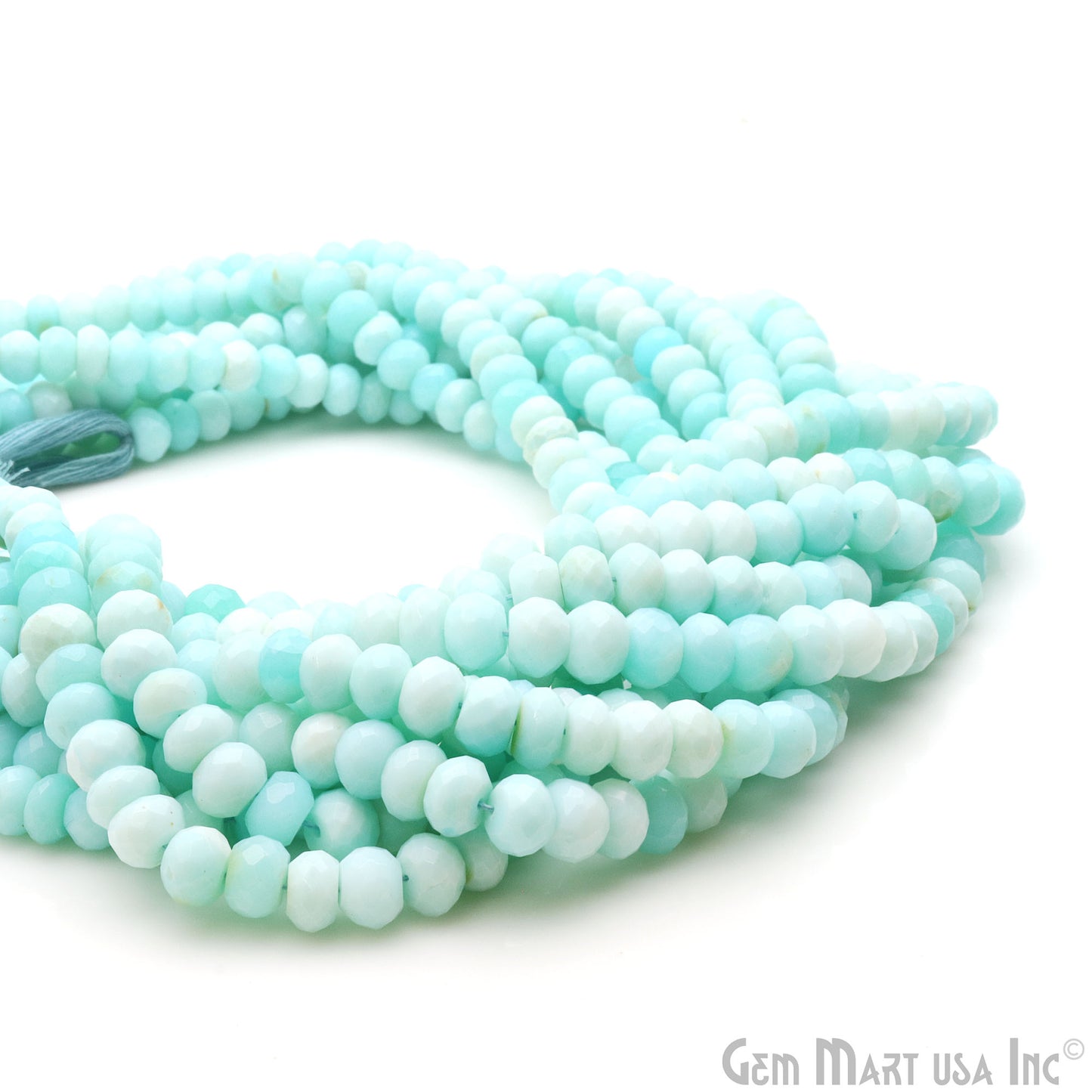 Green Opal 6-7mm Faceted Beads Rondelle Chain 13''