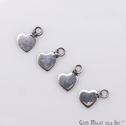 5pc Lot Heart Shape Oxidized 9x6mm Charm For Bracelets & Pendants - GemmartUSA