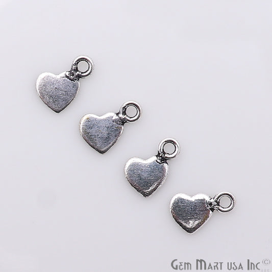 5pc Lot Heart Shape Oxidized 9x6mm Charm For Bracelets & Pendants - GemmartUSA