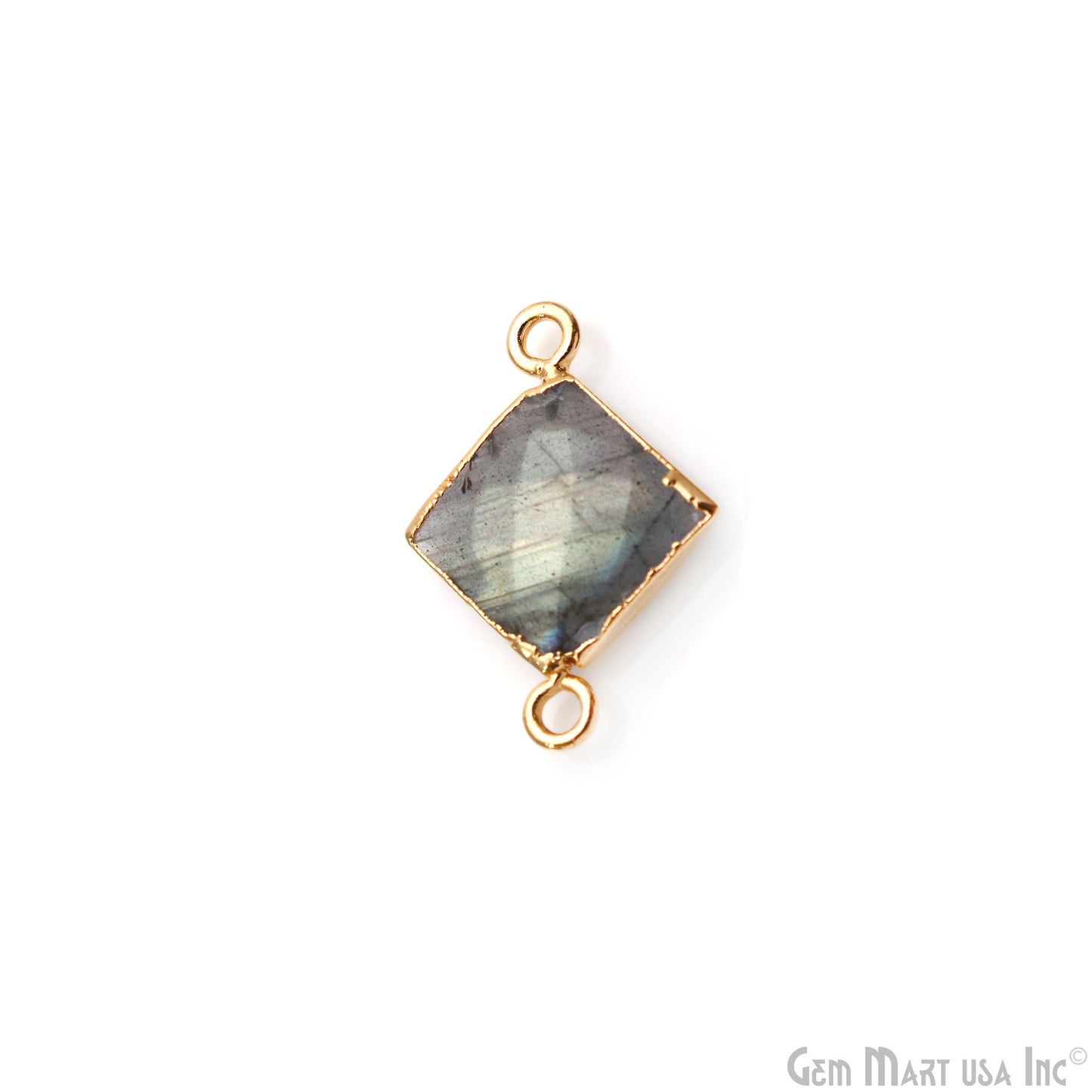 Labradorite 12mm Square Shape Gold Electroplated Gemstone Connector