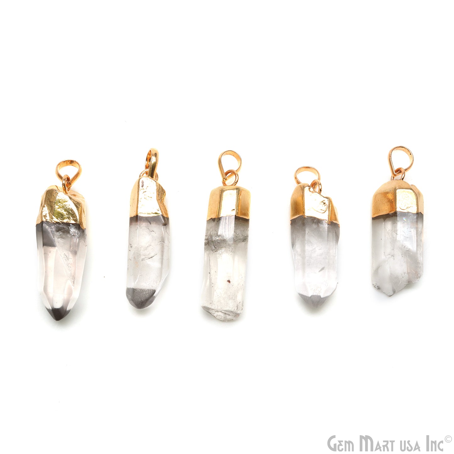 Crystal Free Form 31x12mm Gold Plated Single Bail Pendant