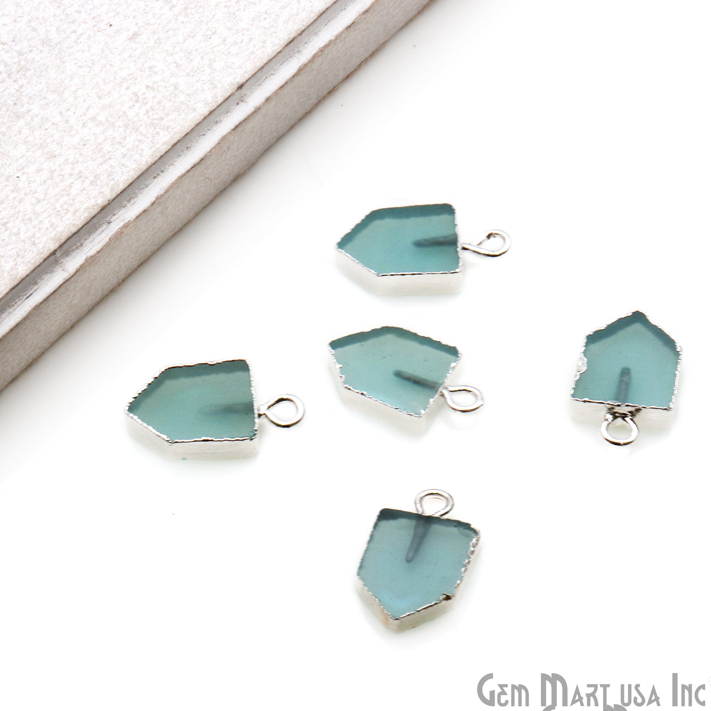 Pentagon Shape 16x9mm Gold Electroplated Gemstone Connector (Pick Stone) - GemMartUSA
