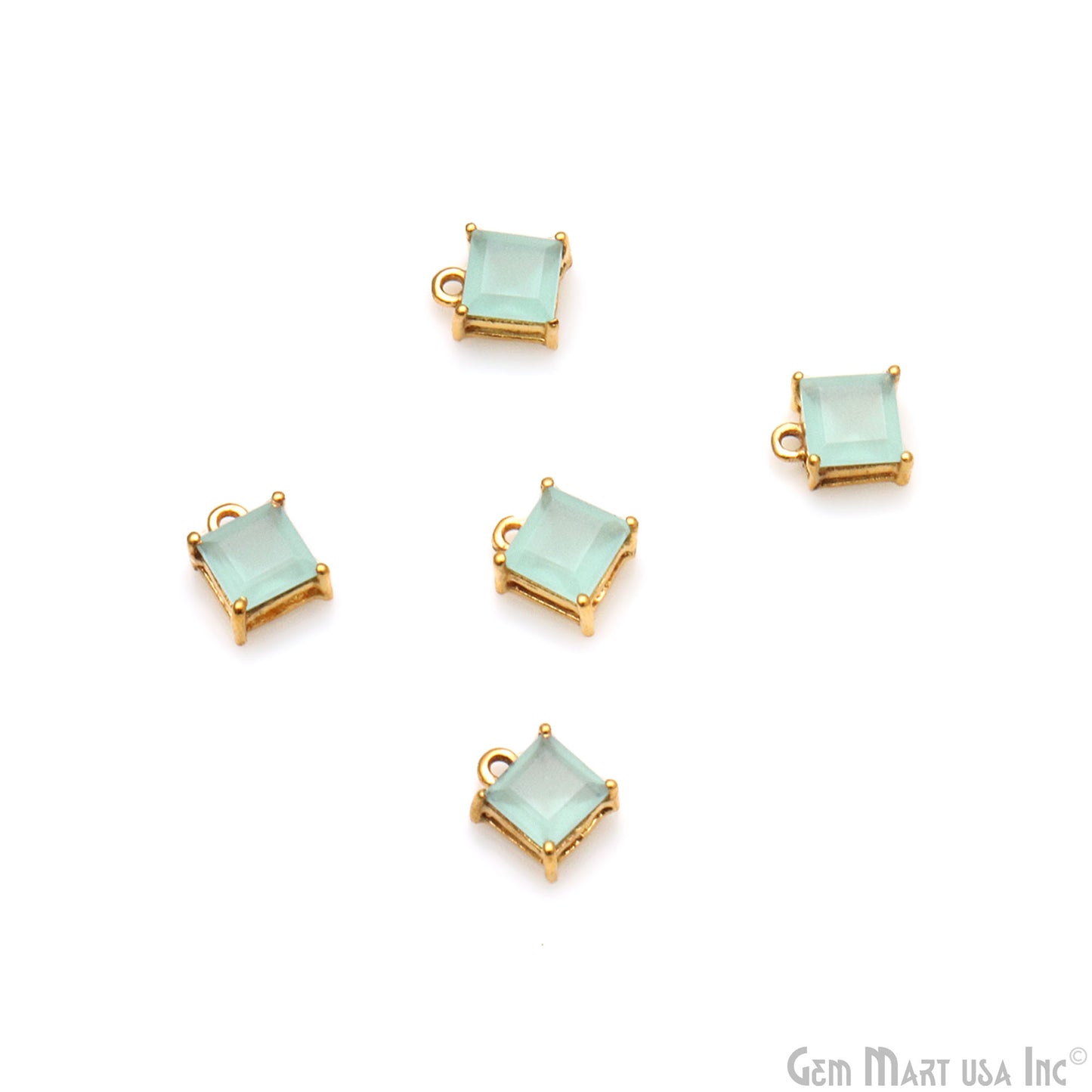 Gemstone 6mm Square Gold Plated Prong Setting Gemstone Connector