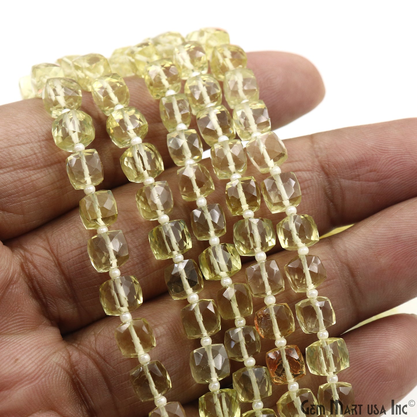 Lemon Topaz Box Beads, 7 Inch Gemstone Strands, Drilled Strung Briolette Beads, Box Shape, 6-7mm