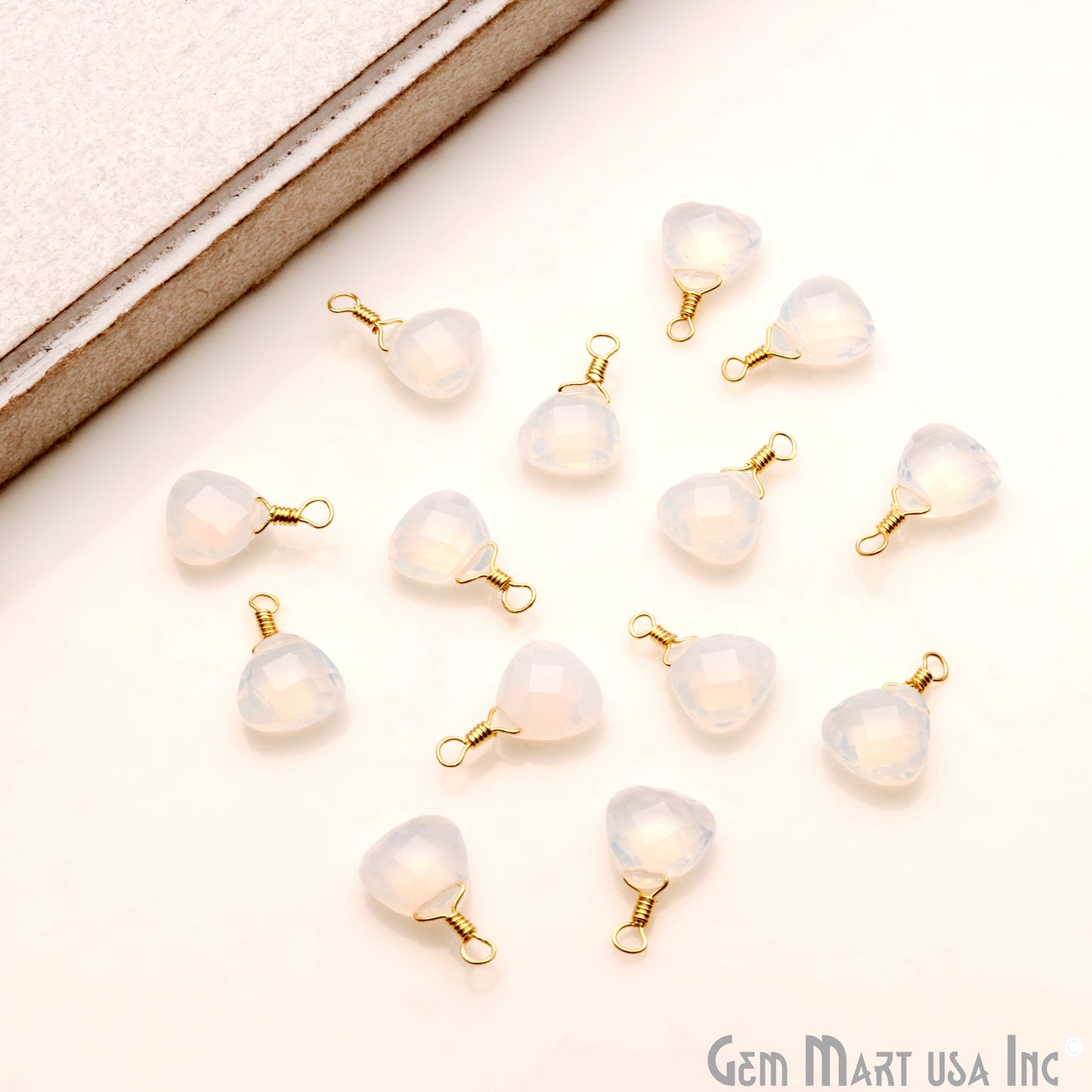 Trillion 8mm Gold Plated Wire Wrapped Gemstone Connector (Pick Stone) - GemMartUSA