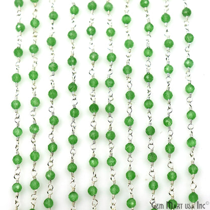 Peridot Monalisa Faceted Beads 3-3.5mm Silver Gemstone Rosary Chain