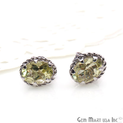 Lemon Topaz 7x5mm Sterling Silver Oval Shape Prong Setting Stud Earring - GemMartUSA