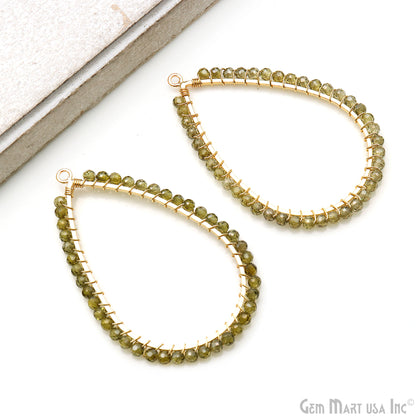 Pear Shape 53x36mm Single Bail Gold Wire Wrapped Beads Connector