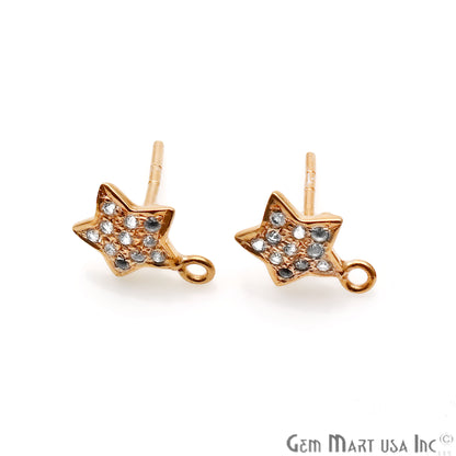 DIY Star Shape Cubic Zircon 12x9mm Gold Plated Single Bail Stud Earring - GemMartUSA