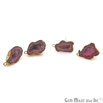 DIY Geode Druzy 25x17mm Gold Electroplated Loop Connector Studs Earrings - GemMartUSA