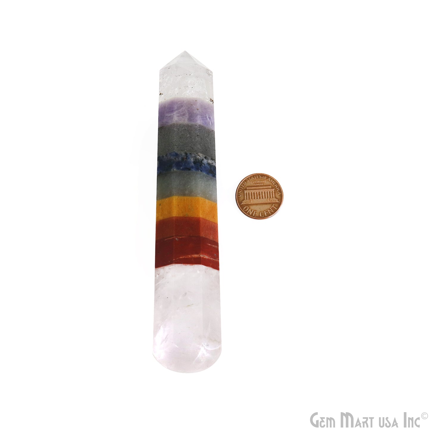 7 Chakra With Crystal Point Pencil Jumbo Tower Healing Meditation Gemstones 5 Inch