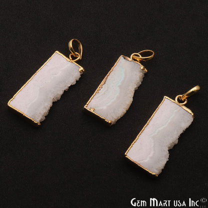 Rainbow Moonstone 43x18mm Gold Electroplated Single Bail Pendant - GemMartUSA